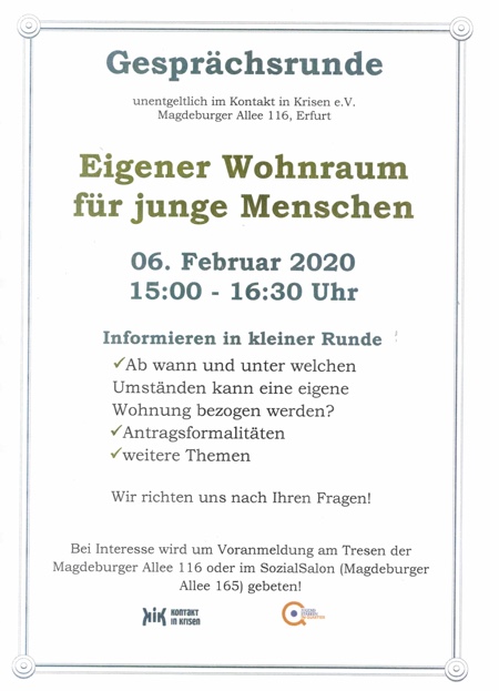 Gesprächsrunde - Eigener Wohnraum für junge Menschen